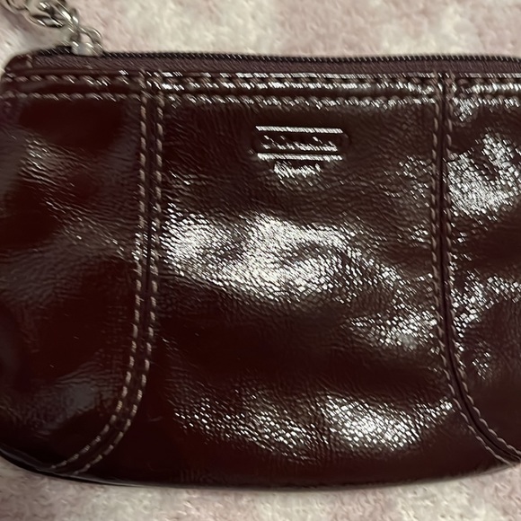 Coach Brown Patent Leather Wristlet, 6” x 4” - Picture 3 of 9
